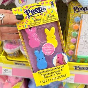 SOLD—Squishy Bunnies Sticker Set - Pink, Yellow, Blue